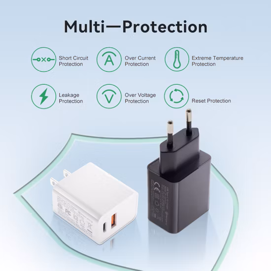 Pd18W QC3.0 USB rápido tipo C carregador entrada universal 5V 3A/9V 2A/12V 1.5A UE UL CE FCC SAA RoHS Ukca para tablet/celular/ LED/CCTV/fone de ouvido/carregamento sem fio